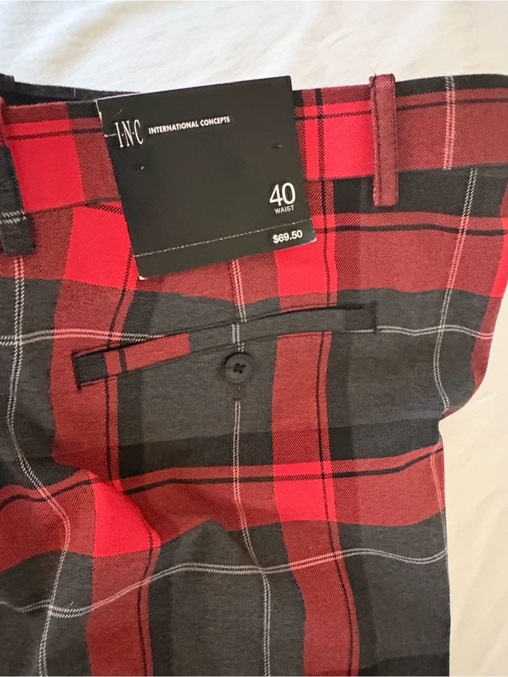 INC International Concepts Red and Black Plaid Pants